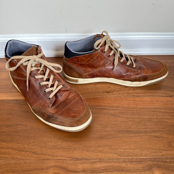 Bull Boxer Laytone Sneakers Men 13 Brown Leather Mid Top Lace Up Chukka Shoes - Picture 2 of 11